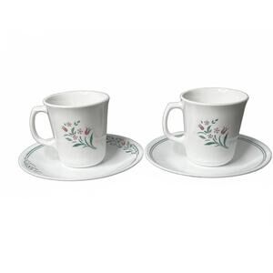 Vintage Corelle 'Rosemarie' 3.5" Cup and 7" Saucer - Set of‎ 2